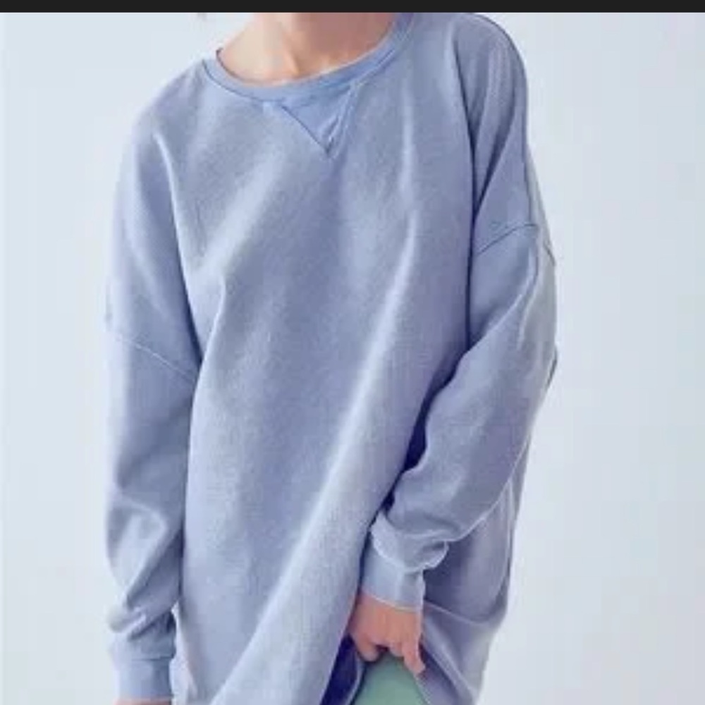 Free People Early Night Thermal Pullover light blue top $128 spring L casual - Picture 2 of 7